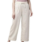Offwhite Rayon Flex Solid Wide Leg Palazzo