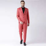 Pink Solid Single Breasted Suit